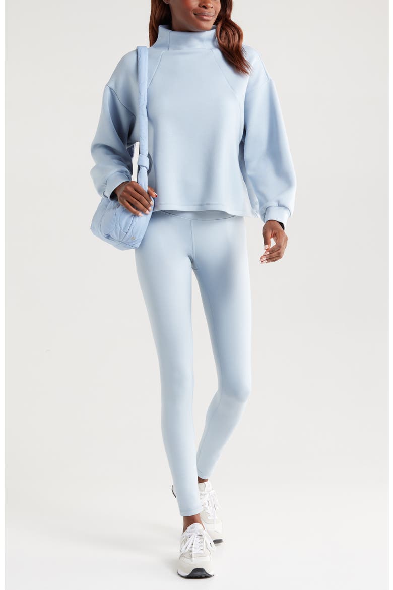 Soft Scuba Knit Funnel Neck Modal Blend Top, Alternate, color, BLUE FOG