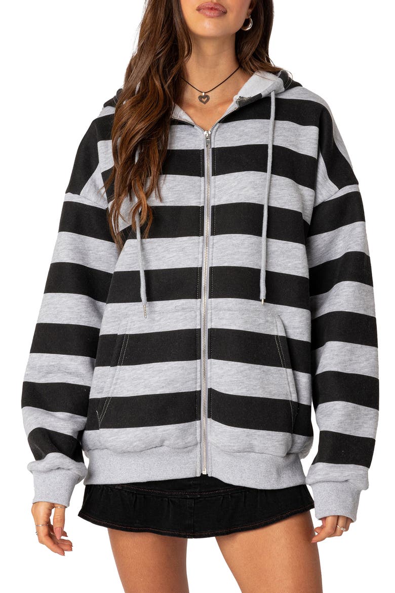 Maritza Oversize ZIp Hoodie, Main, color, GRAY-MELANGE
