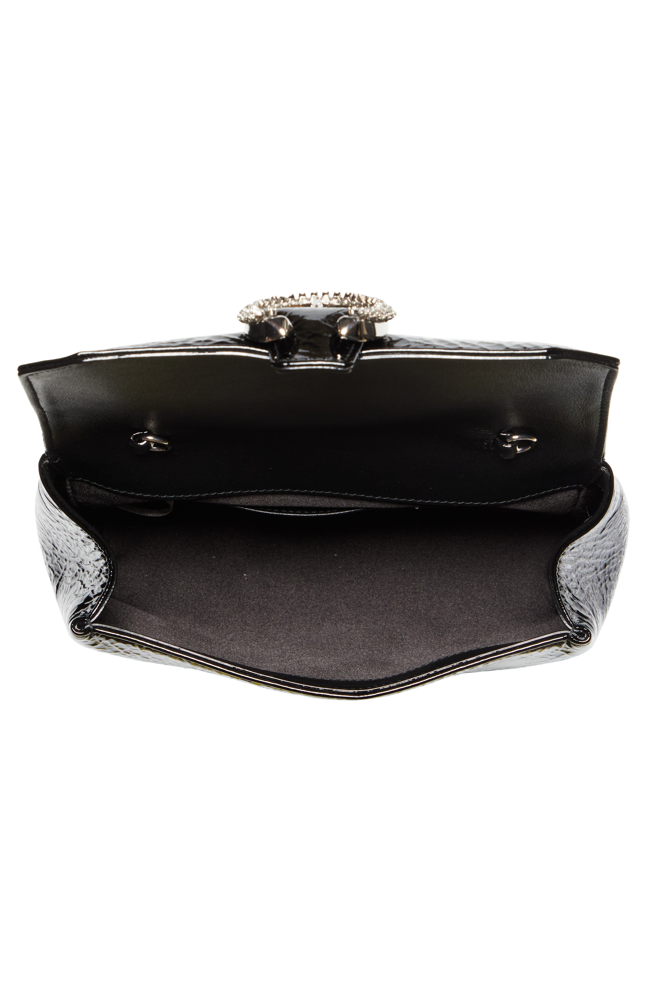 Jimmy Choo Soft Madeline Crystal Buckle Patent Leather Crossbody Bag, Alternate, color, 
