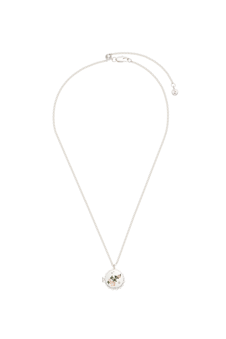 Ivy Blossom Locket Necklace, Alternate, color, Silver