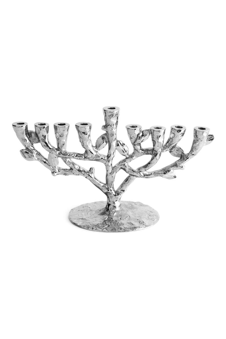 Tree of Life Small Menorah, Alternate, color, SILVER