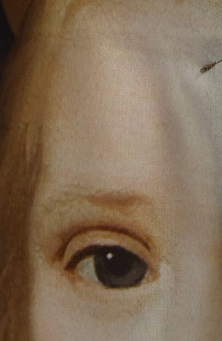 Comme des Garçons Face Print Wool Overcoat, Alternate, color, Beige X Pink