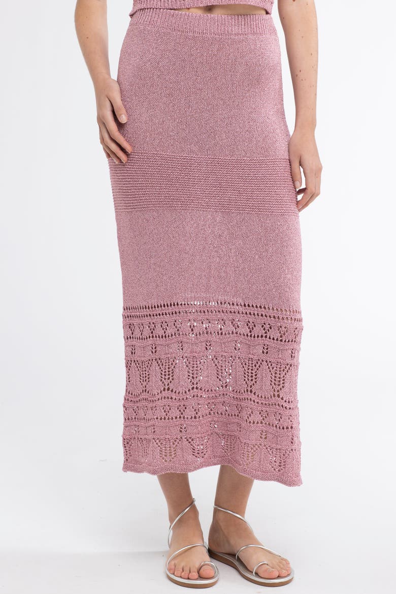 Gioca Crochet Cover-Up Maxi Skirt, Alternate, color, Pink