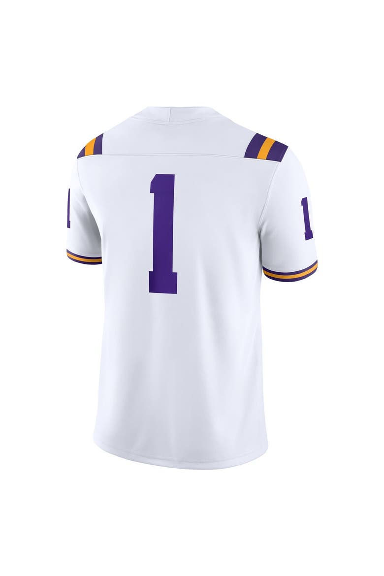 Men's Nike #1 White LSU Tigers Game Jersey, Alternate, color, White