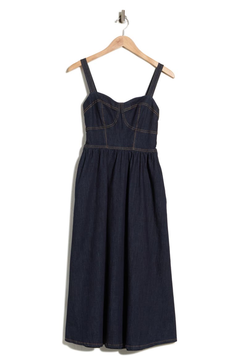 Devin Denim Midi Dress, Alternate, color, DARK INDIGO DENIM