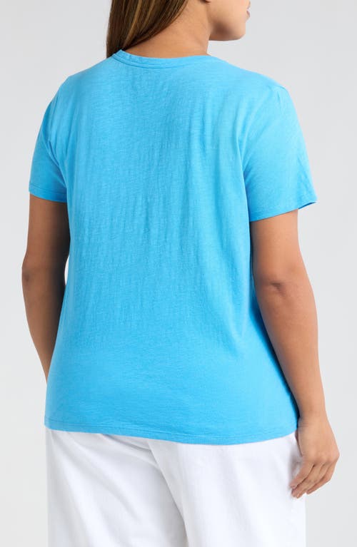 Eileen Fisher Easy V-neck Organic Cotton T-shirt In Azure