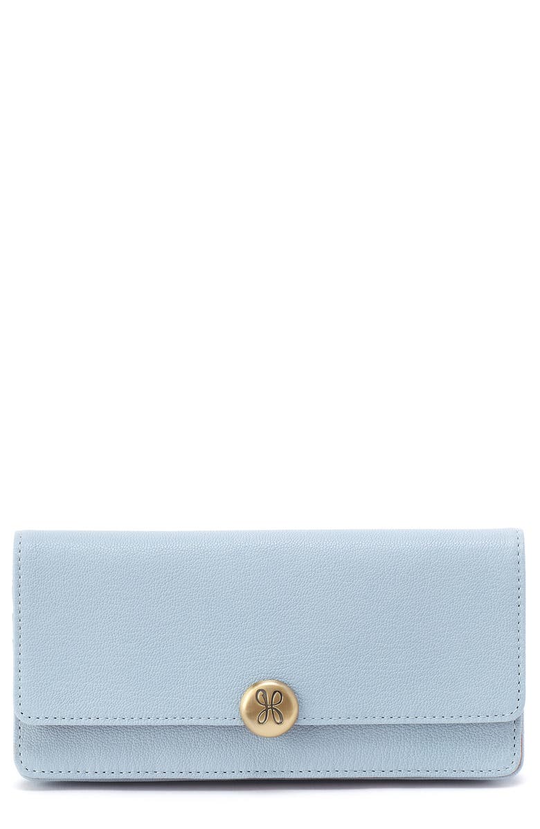 HOBO Large Hutton Leather Continental Wallet, Main, color, Dusted Sky