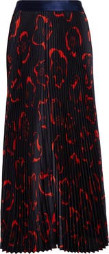 ST. JOHN '50s Floral Print Pleated Skirt