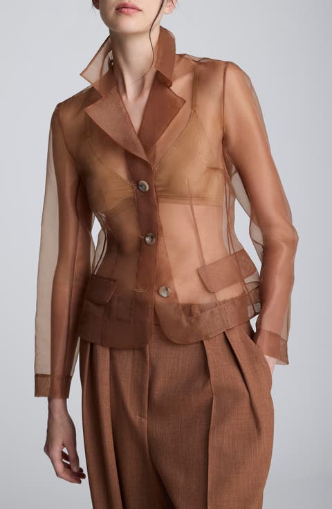 Notch Collar Mesh Button-Up Shirt