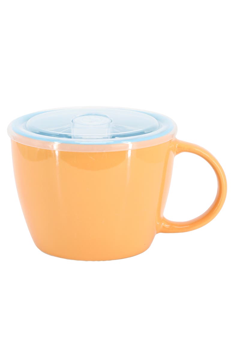 On The Go 4 Piece 25 Ounce Stoneware Soup Cup Set with Lid, Alternate, color, Orange