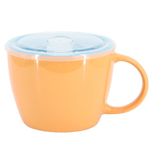 Gibson Home On The Go 4 Piece 25 Ounce Stoneware Soup Cup Set With Lid In Orange