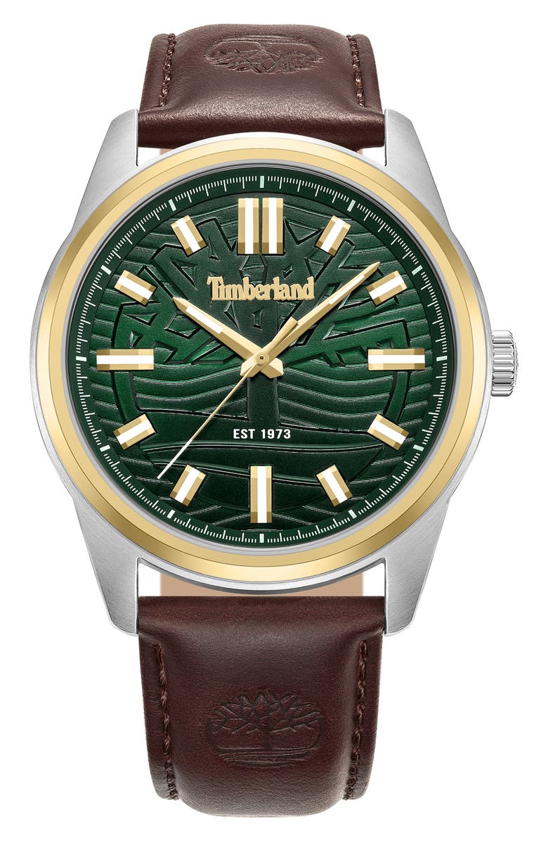 Timberland Northbridge Leather Strap Watch, 45mm, Main, color,