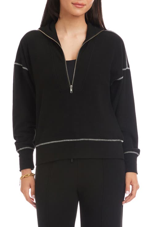 Contrast Stitch Half Zip Pullover