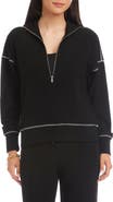 Karen Kane Contrast Stitch Half Zip Pullover