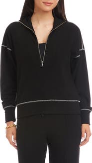 Karen Kane Contrast Stitch Half Zip Pullover