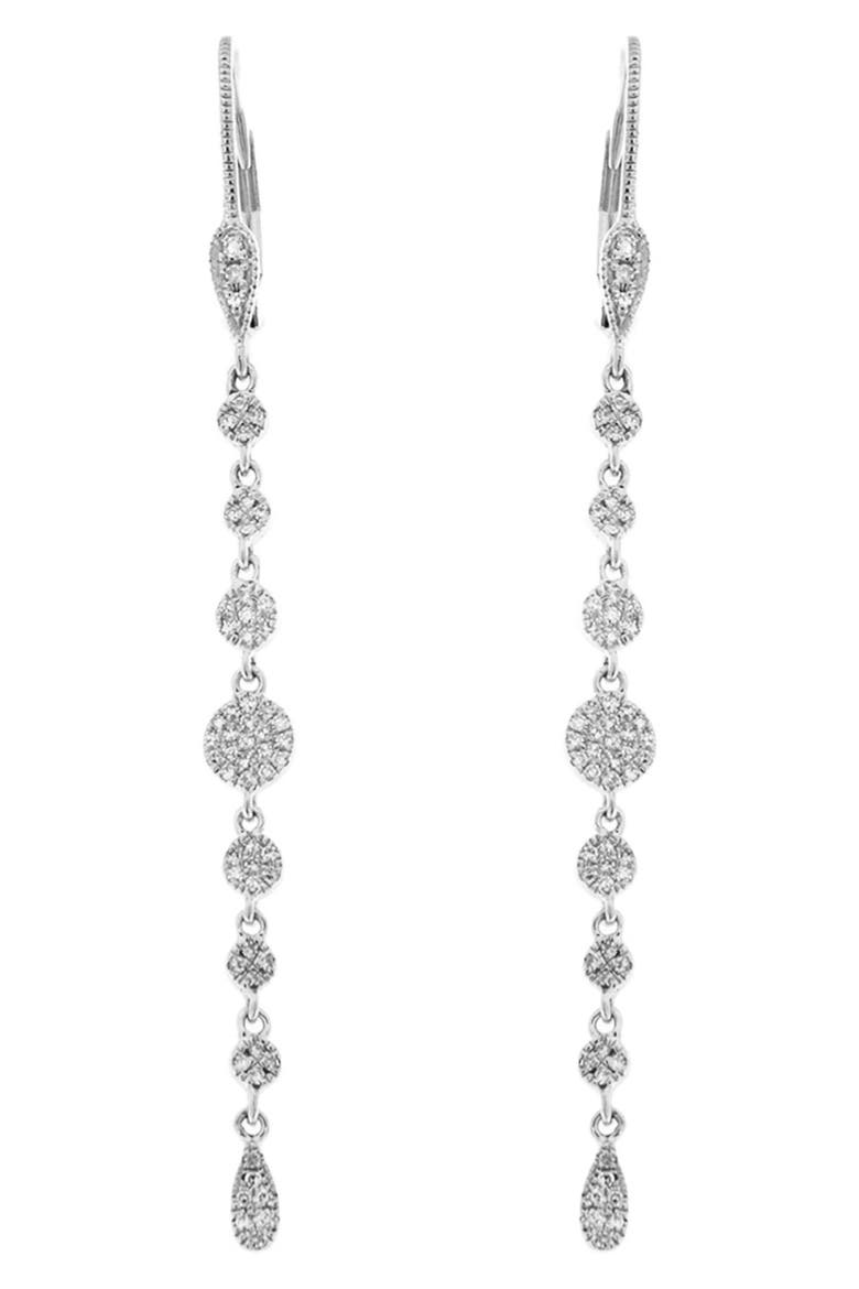 Diamond Disc Linear Drop Earrings, Main, color, SILVER