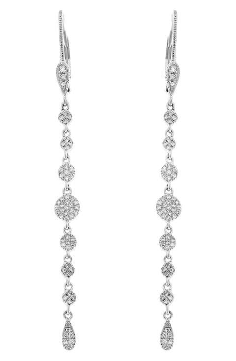 Diamond Disc Linear Drop Earrings