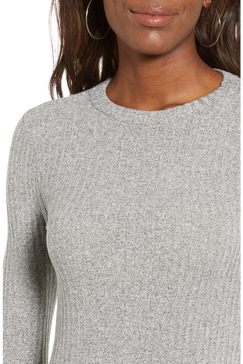 Long Sleeve Rib Tee, Alternate, color, GREY CLOUDY HEATHER MARL