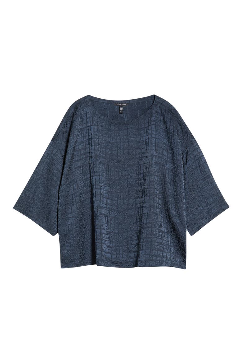 BATEAU NECK BOX TOP WITH 3/4 S, Alternate, color, MARITIME
