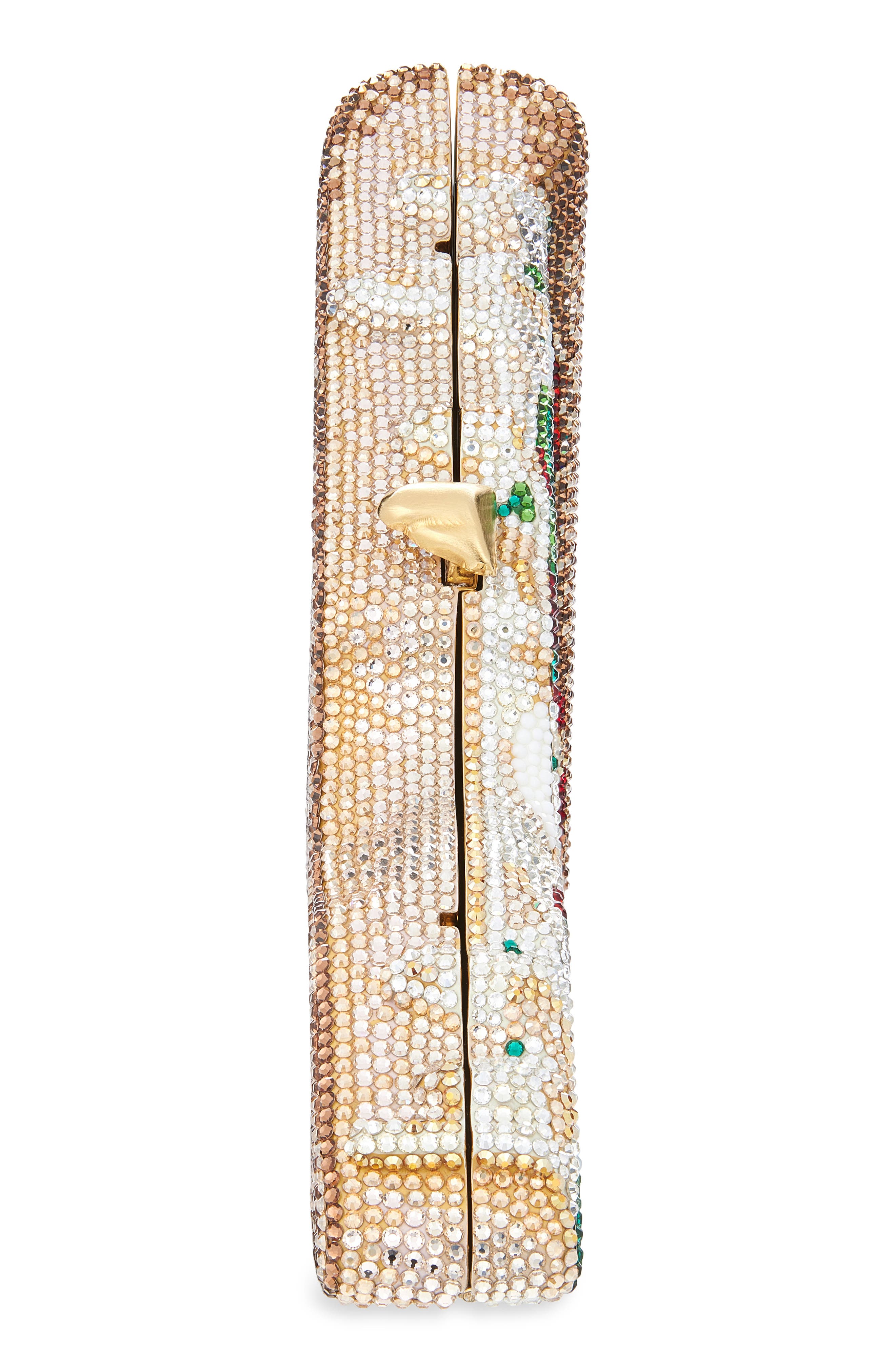 JUDITH LEIBER COUTURE Margherita Pizza Crystal Clutch, Alternate, color, Champagne White Opal Multi