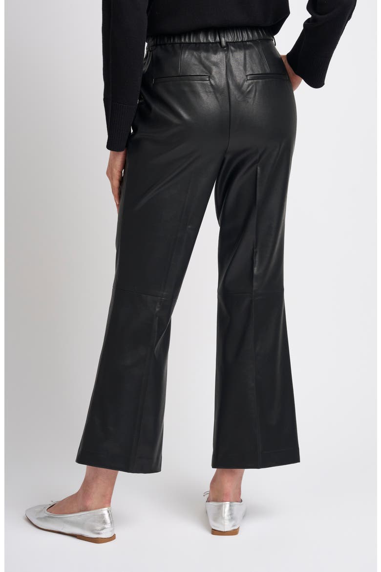 Faux Leather Tailored Ankle Straight Leg Pants, Alternate, color, RICH BLACK