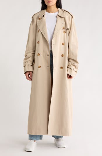 Denimist Oversize Trench Coat In Brown
