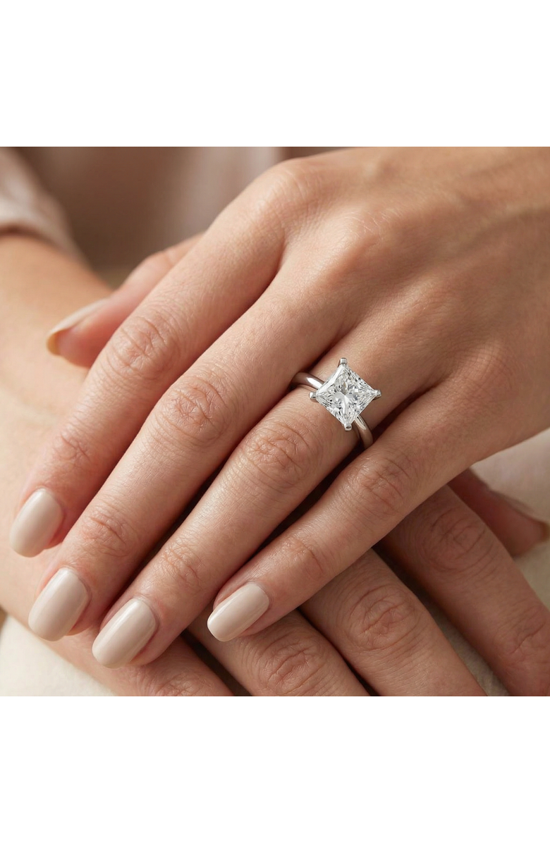 Bliss Diamond Certified 3 Ct Princess Cut Diamond Solitaire Engagement Ring 14k Gold Lab Grown, Alternate, color, 14K White Gold