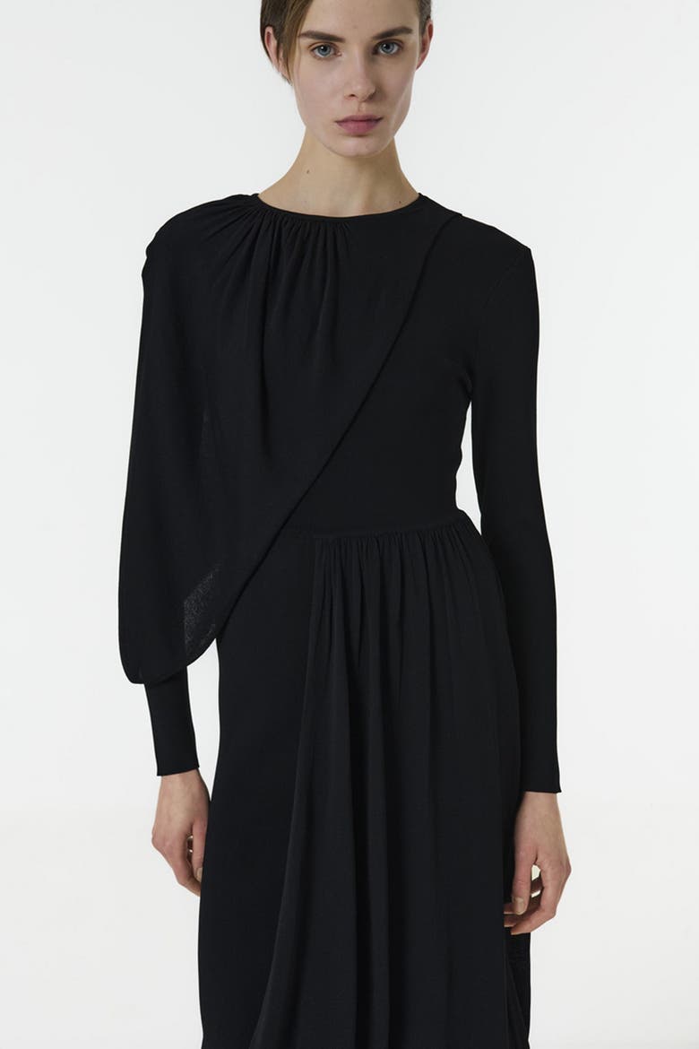 Knitted Dress with Scarf Detail, Alternate, color, Black