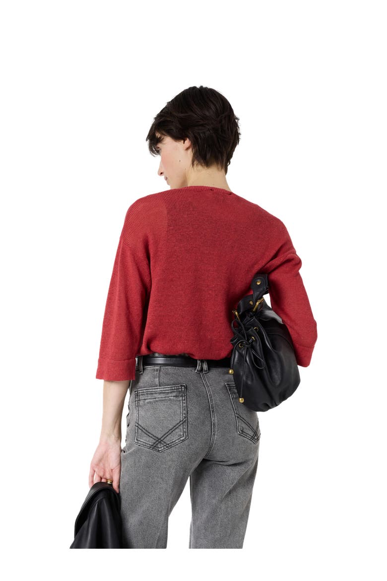 Lylou 3/4 Sleeve V-Neck Knit Top, Alternate, color, Red