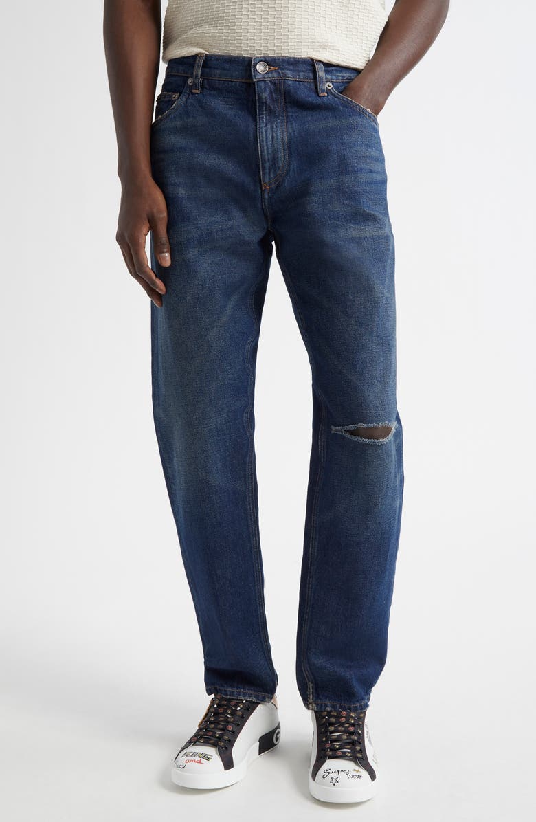 Dolce&Gabbana Distressed Denim Jeans, Main, color, Ariante Abbinata