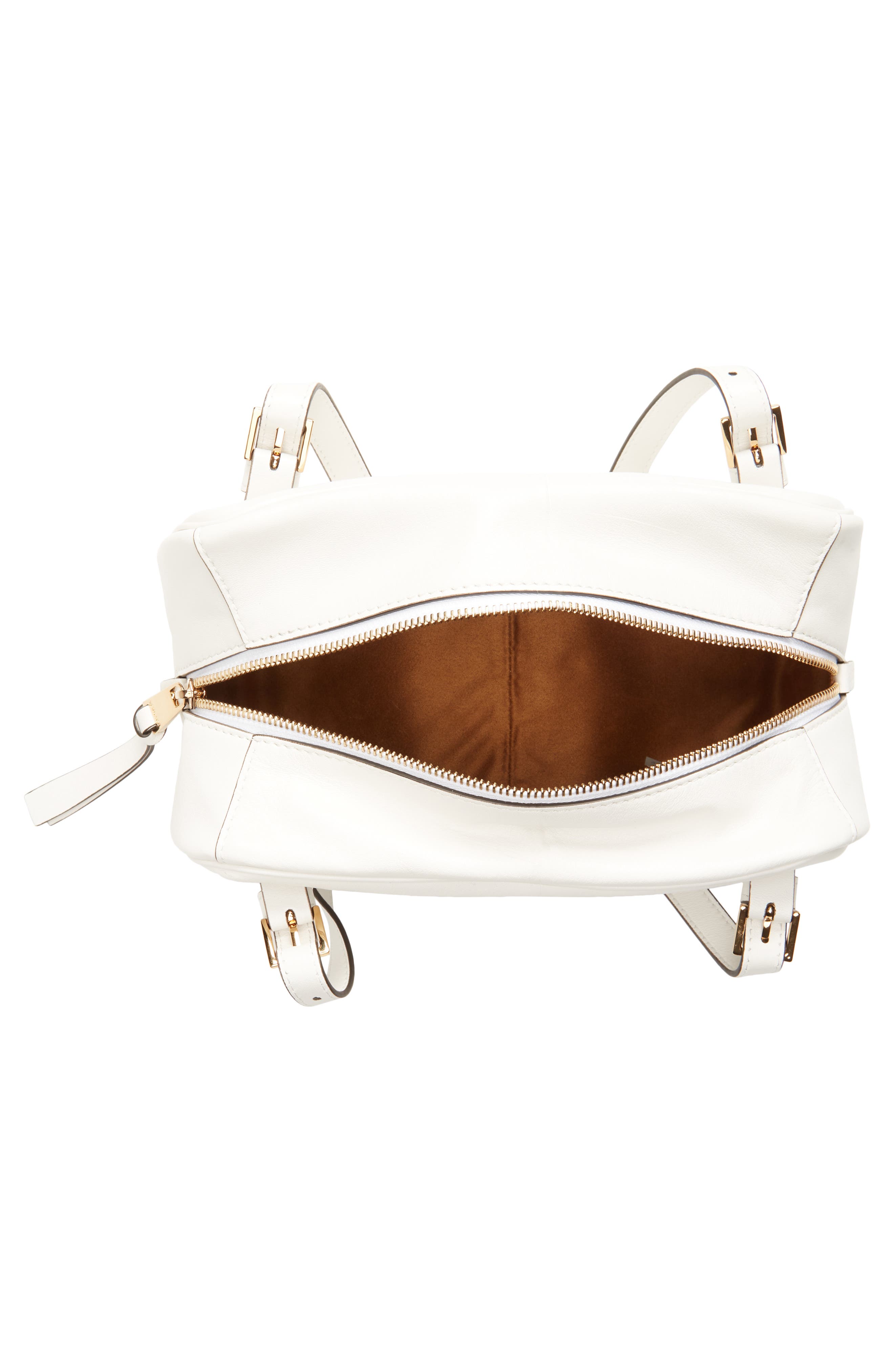 Small Logo East/West Leather Shoulder Bag, Alternate, color, PORCELAIN WHITE VERSACE GOLD