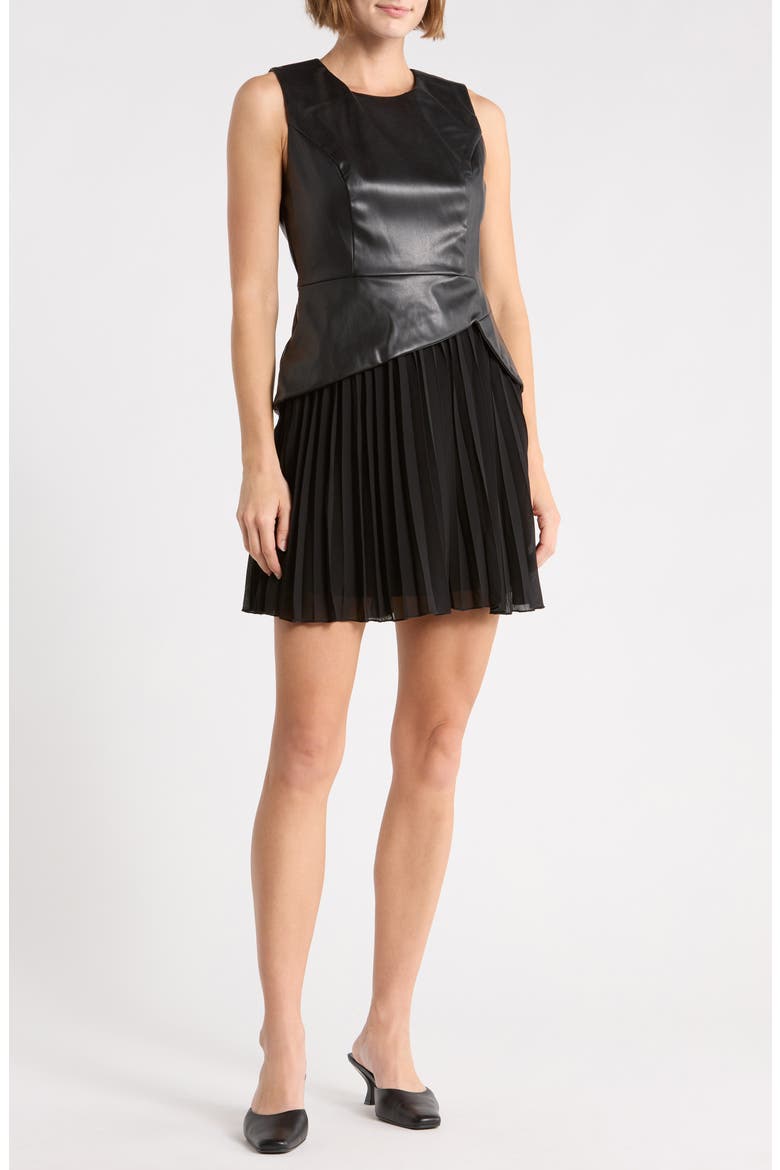 Mixed Media Minidress, Main, color, BLACK