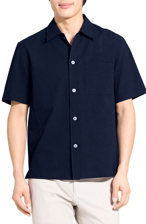 Mini Texture Short Sleeve Button-Up Shirt