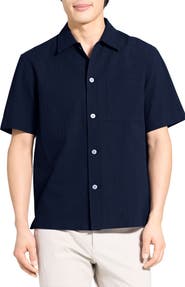 Theory Mini Texture Short Sleeve Button-Up Shirt