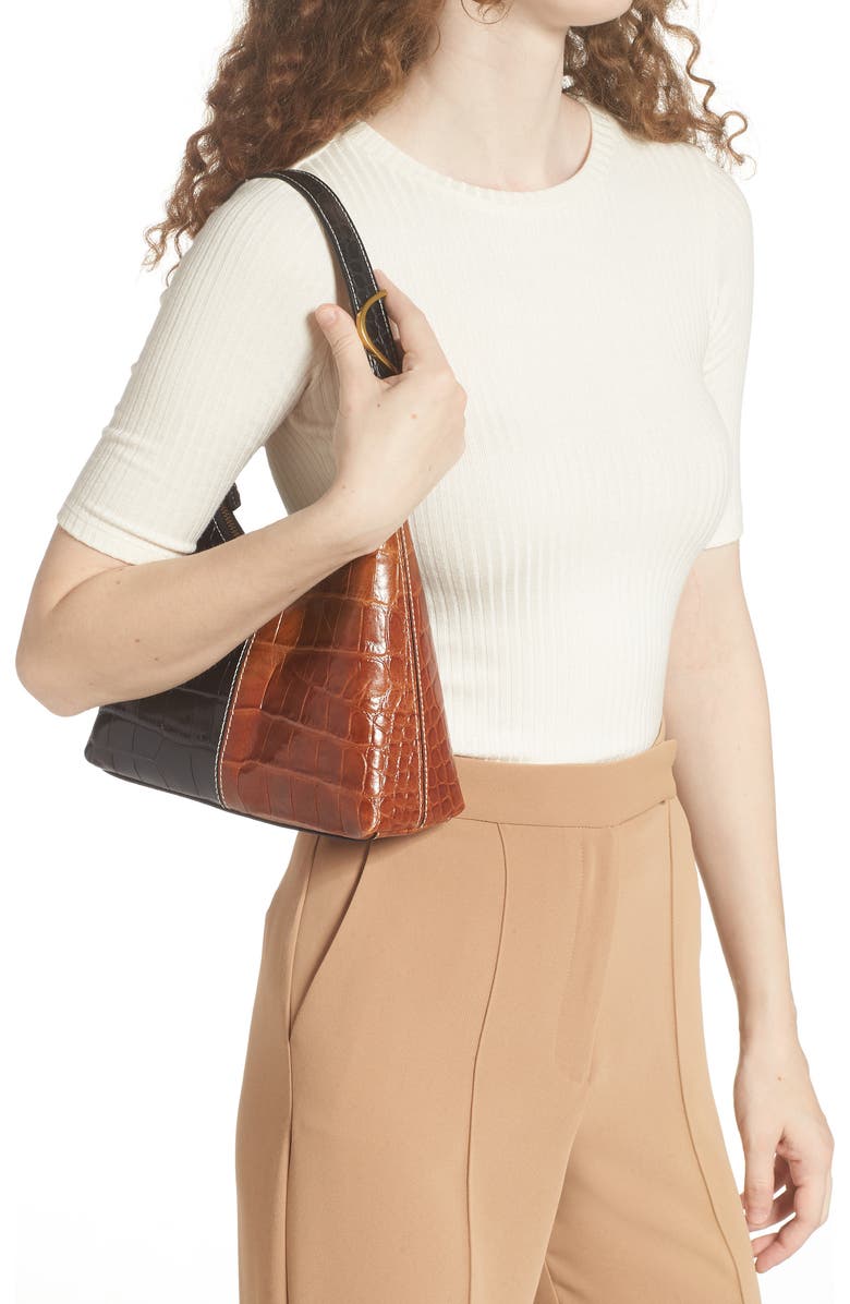 STAUD Scotty Croc Embossed Leather Top Handle Bag, Alternate, color,