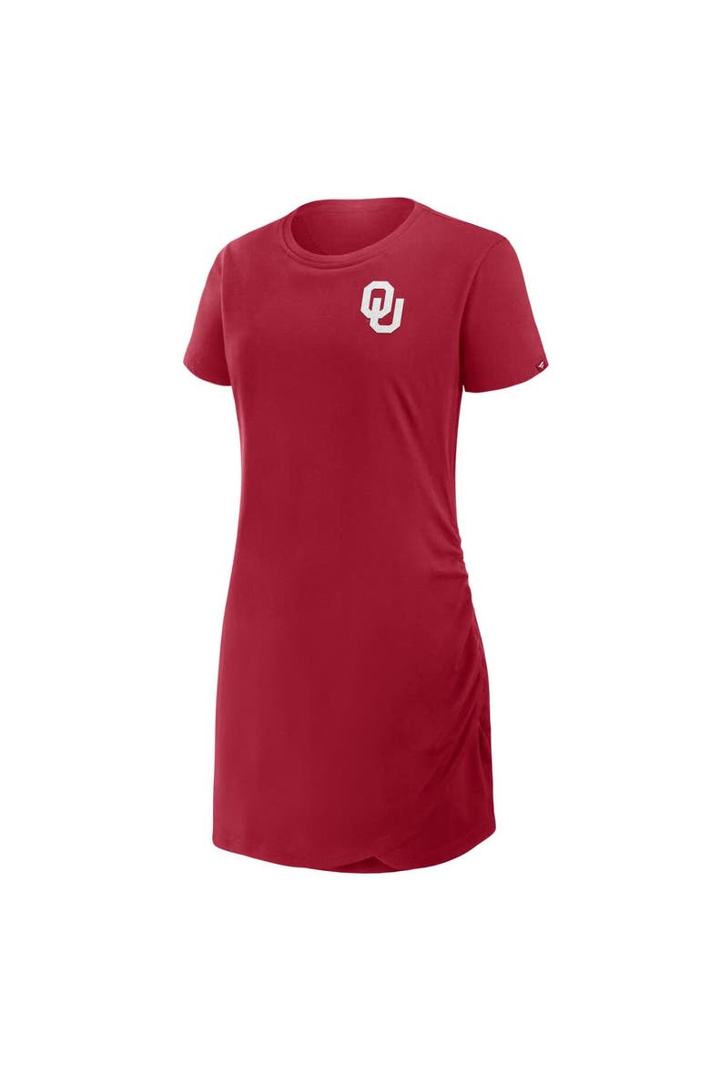 Women's Fanatics Crimson Oklahoma Sooners Ruched Drape T-Shirt Dress, Alternate, color, Crimson