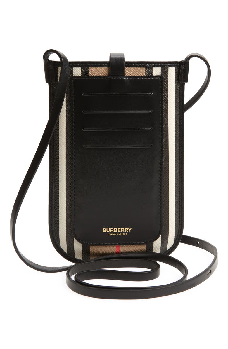 Burberry Anne Icon Stripe E-Canvas & Leather Smartphone Crossbody Bag, Alternate, color,