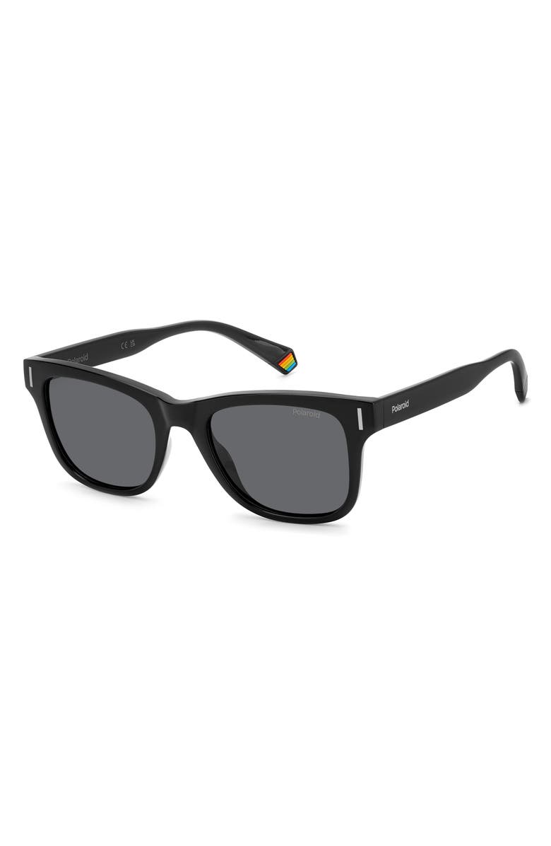Polaroid 51mm Polarized Square Sunglasses, Alternate, color, Black/ Gray Polarized