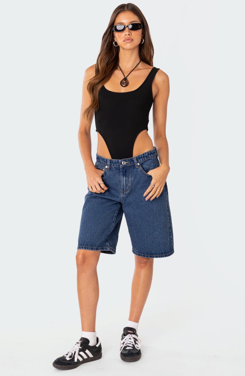 EDIKTED High Cut Rib Bodysuit, Alternate, color, 