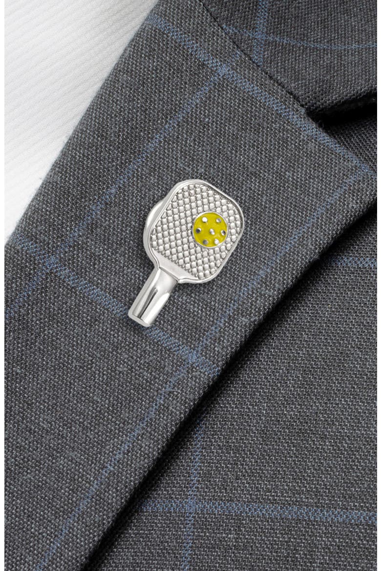 Pickleball Racket Lapel Pin, Alternate, color, SILVER
