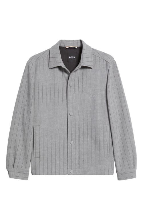 Hugo Boss Boss Carper Pinstripe Coach's Jacket In Medium Grey