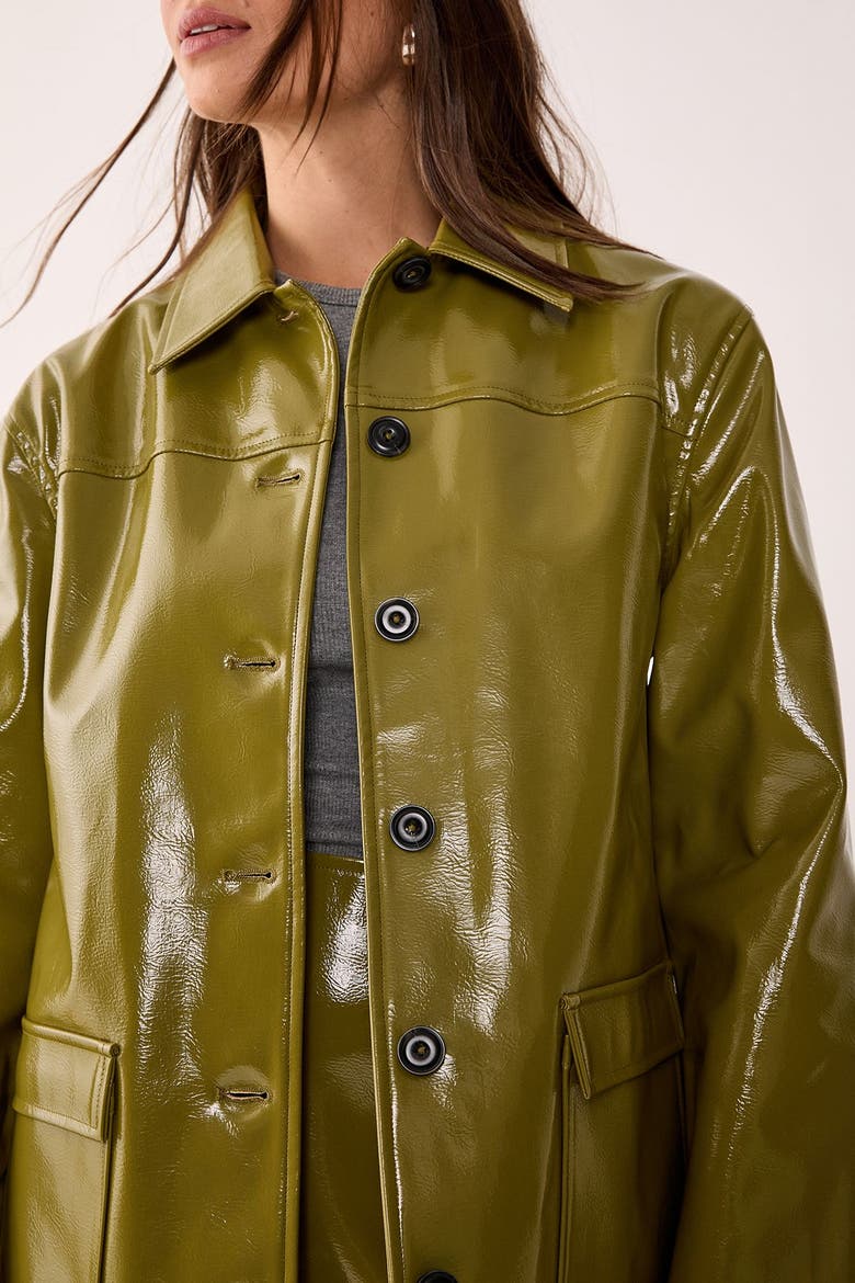 Vinyl High Clean Longline Jacket, Alternate, color, Olive
