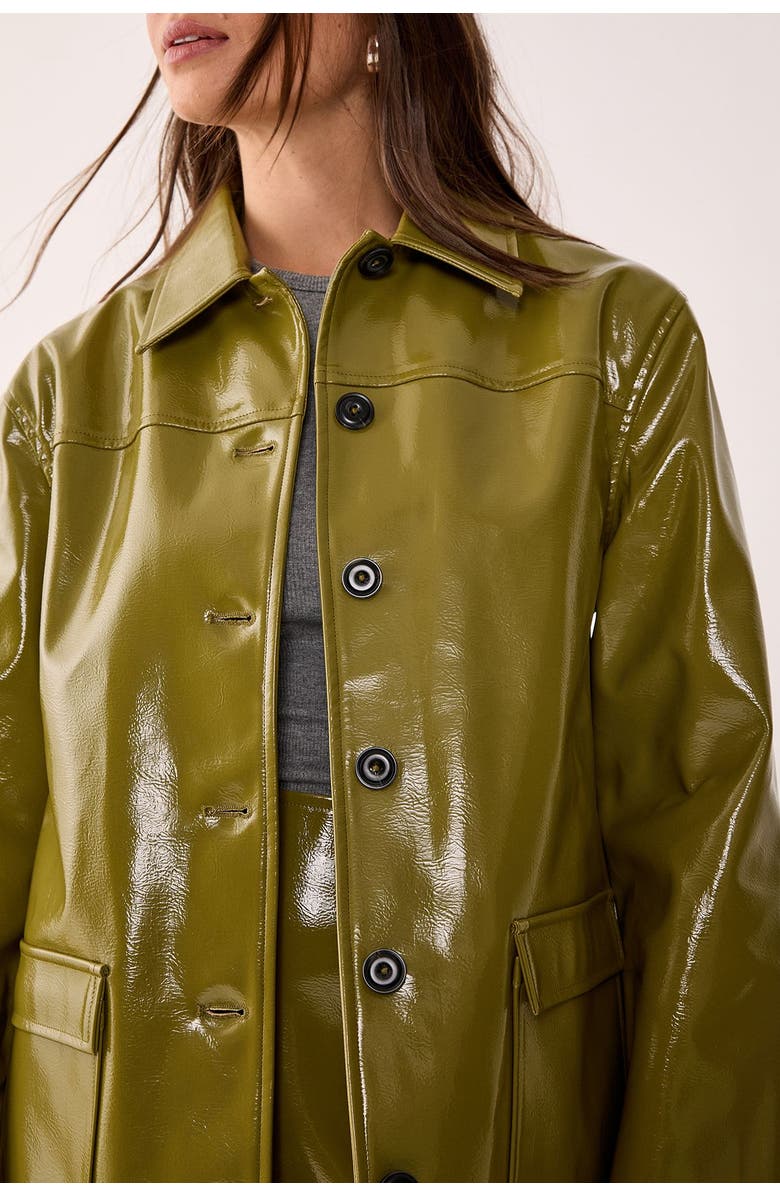 NASTY GAL Vinyl High Clean Longline Jacket, Alternate, color, Olive