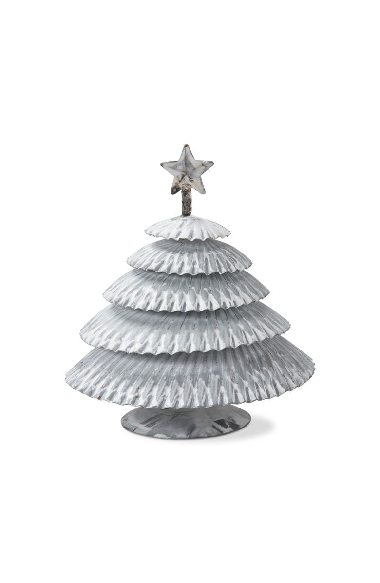 tag Gray Crimped Tin Tree with Star Topper Tabletop Decoration, Main, color, Gray