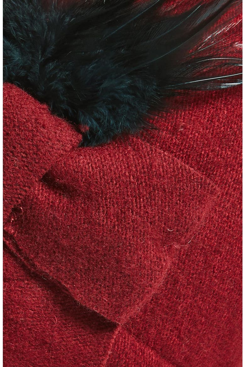 Plumes & Bow Cap, Alternate, color, WINE