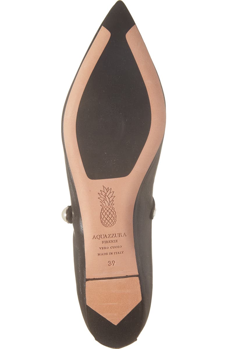 Aquazzura Romy Pearly Strap Pointed Toe Mary Jane Flat, Alternate, color,