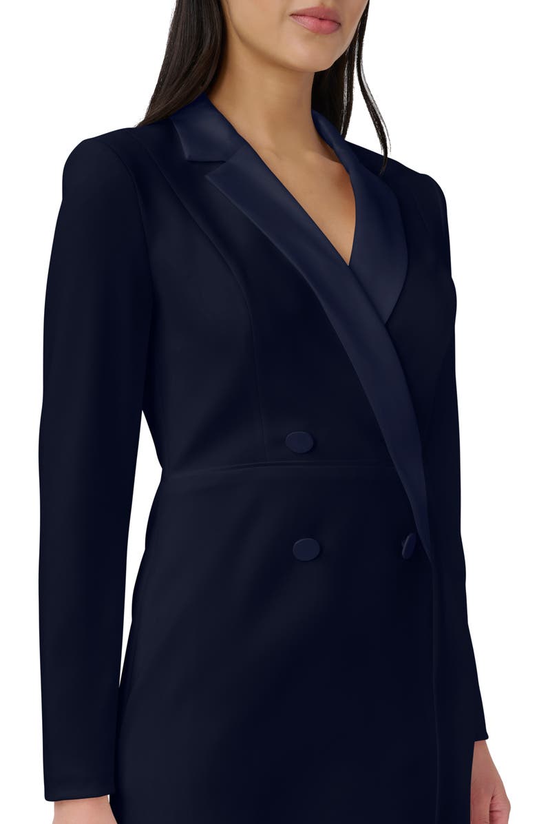 Adrianna Papell Long Sleeve Crepe Knit Tuxedo Sheath Dress, Alternate, color, 