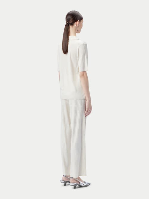 Gobi Mongolian Cashmere Silk Cashmere Polo Shirt In Whisper White