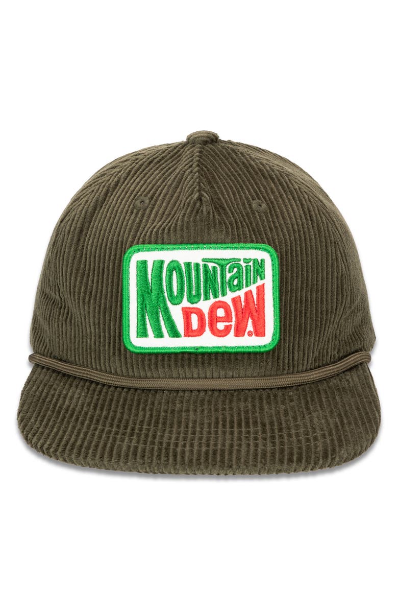 H3 Sportgear Mountain Dew Cotton Corduroy Baseball Cap, Main, color, Olive