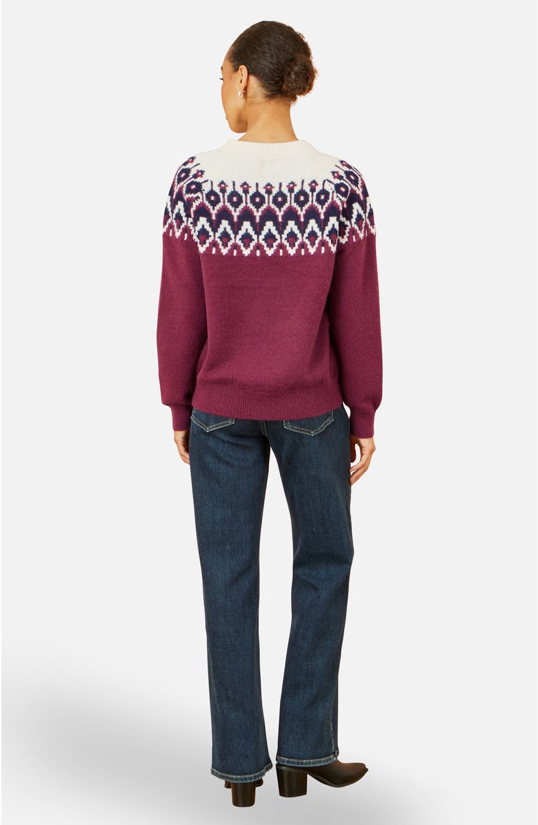 Yumi Fair Isle Relaxed Fit Knitted Sweater, Alternate, color, Burgundy